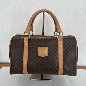 Vintage Celine Macadam Coated canvas leather brown M13 Boston Bag Speedy